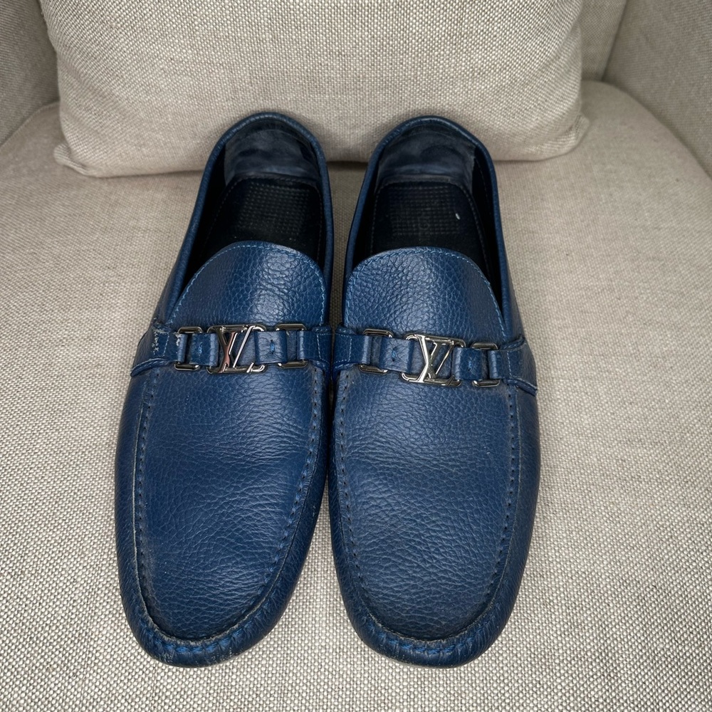 Blue Louis Vuitton moccasins